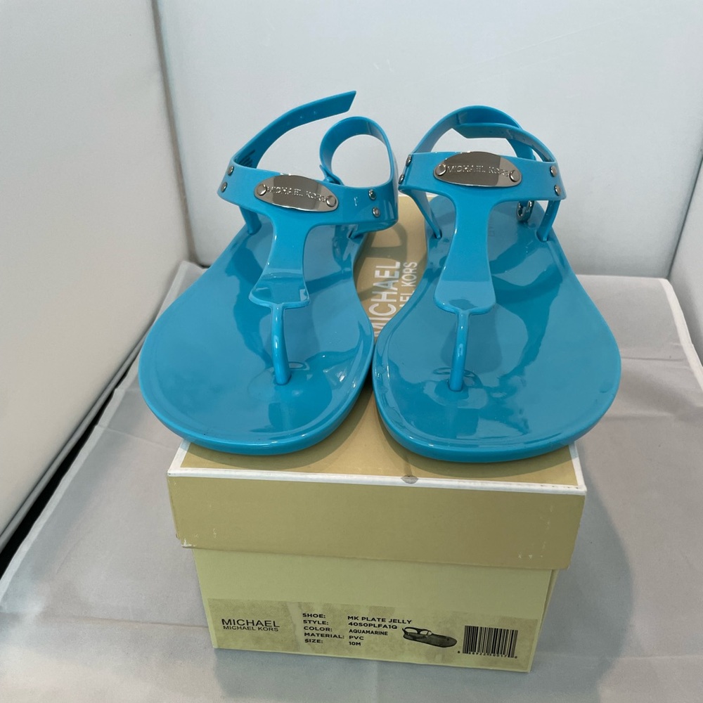 Michael Kors Plate Jelly Aquamarine Sandals
